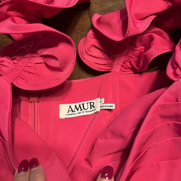 Amur Kitty Ruffle strap dress pink cabaret - Picture 8 of 9